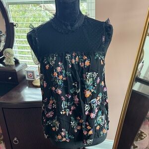 Floral Black Sleeveless Top
